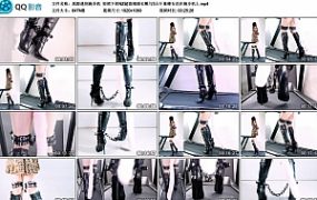【高跟遇到跑步机】短裙下的NZ超高细跟长靴与3公斤重镣五花在跑步机上