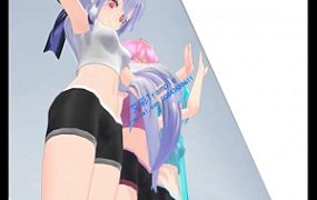 MMD动漫踩踏系列三个妹子踩毯子 R-190630-2