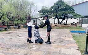 套路直播视频【宸宸】双S户外暴力耳光踢踹贱狗【续集双视角版】