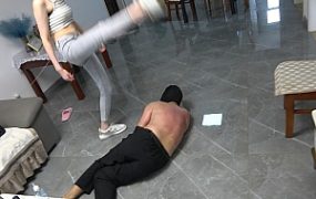 【艾琳S175】运动鞋暴力踢踹，狠跺狗头，藤条狂抽 YC-240808-8