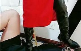 【冰炫】捆绑长靴黑丝刑具重度虐打【下】