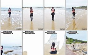 露露黑裤袜短裙海边捆绑游记