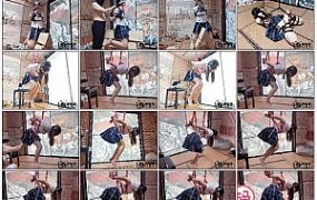 【缚心室】双马尾JK少女的绳缚地狱！一天高强度折磨，木马、驷马、吊缚折磨，炮机+AV…